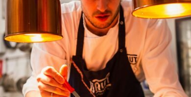 man preparing food